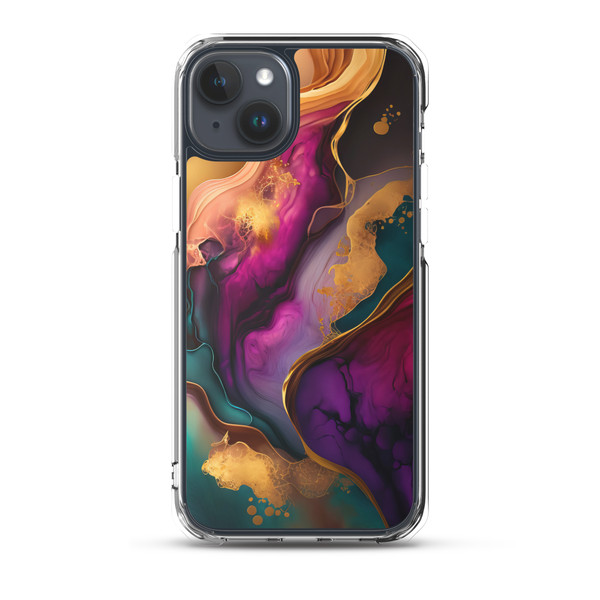 Elegant Purple and Gold Abstract Paint Clear Case for iPhone®