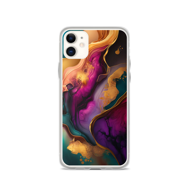 Elegant Purple and Gold Abstract Paint Clear Case for iPhone®