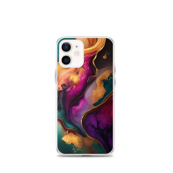 Elegant Purple and Gold Abstract Paint Clear Case for iPhone®