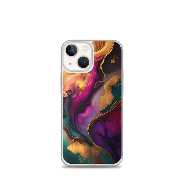 Elegant Purple and Gold Abstract Paint Clear Case for iPhone®