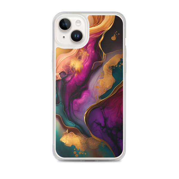 Elegant Purple and Gold Abstract Paint Clear Case for iPhone®