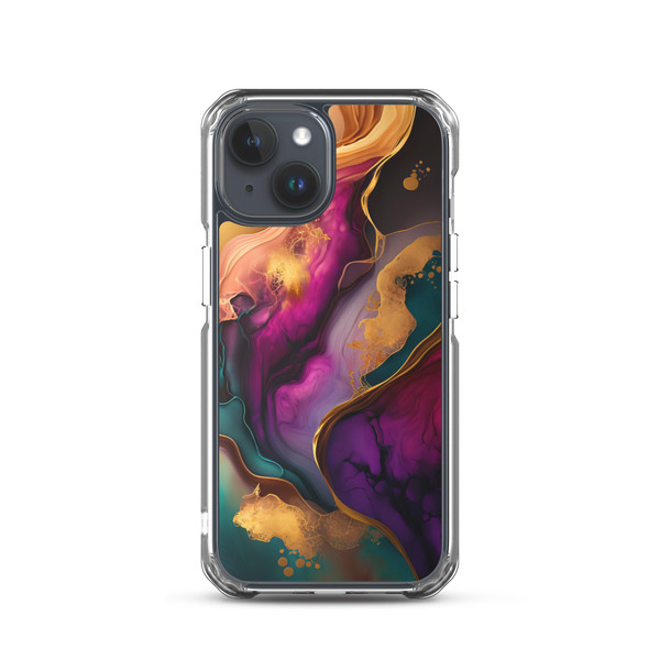 Elegant Purple and Gold Abstract Paint Clear Case for iPhone®