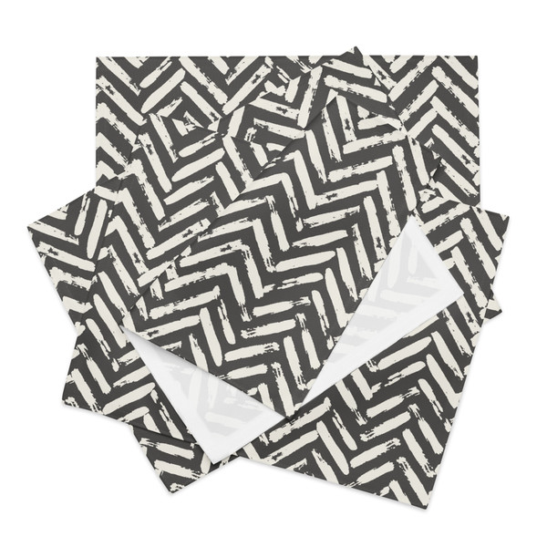 Rustic Charcoal Herringbone Placemat Set