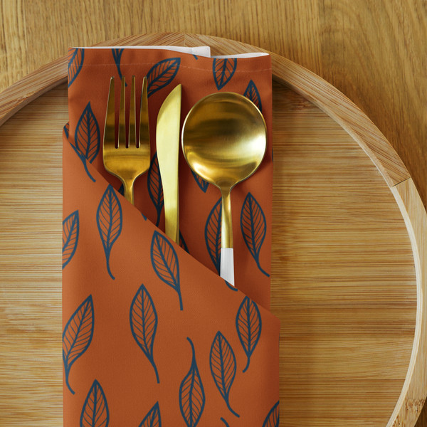 Midnight and Amber Leaves Cloth napkin set