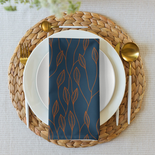 Midnight and Amber Leaves Cloth napkin set