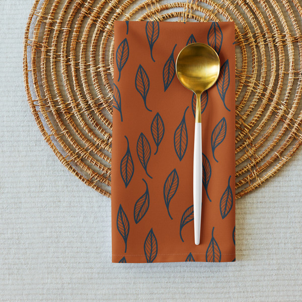 Midnight and Amber Leaves Cloth napkin set