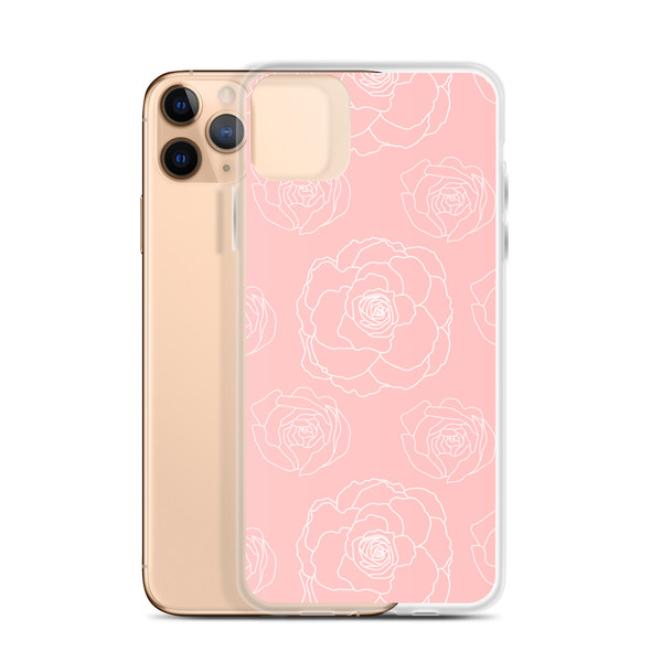 Pink Floral Outline Clear Case for iPhone®