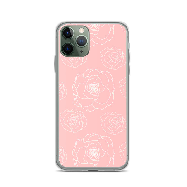 Pink Floral Outline Clear Case for iPhone®