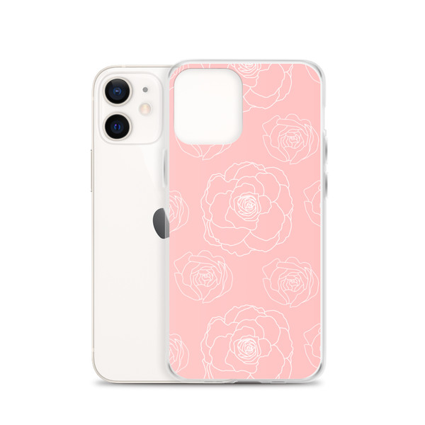 Pink Floral Outline Clear Case for iPhone®