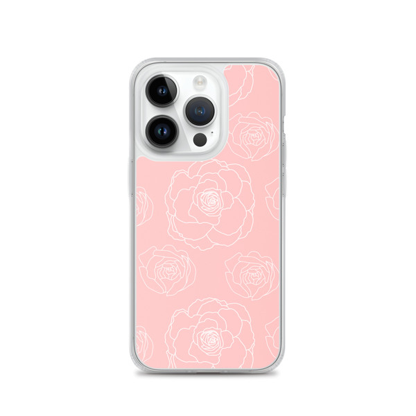 Pink Floral Outline Clear Case for iPhone®