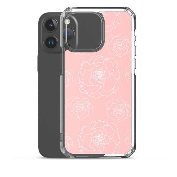 Pink Floral Outline Clear Case for iPhone®