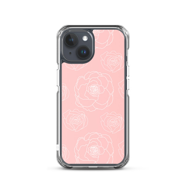 Pink Floral Outline Clear Case for iPhone®