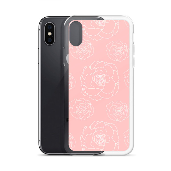Pink Floral Outline Clear Case for iPhone®