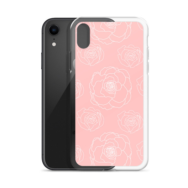 Pink Floral Outline Clear Case for iPhone®