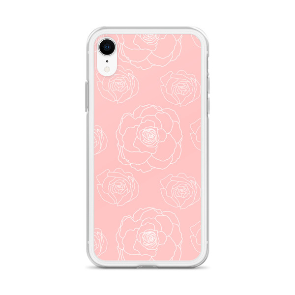 Pink Floral Outline Clear Case for iPhone®