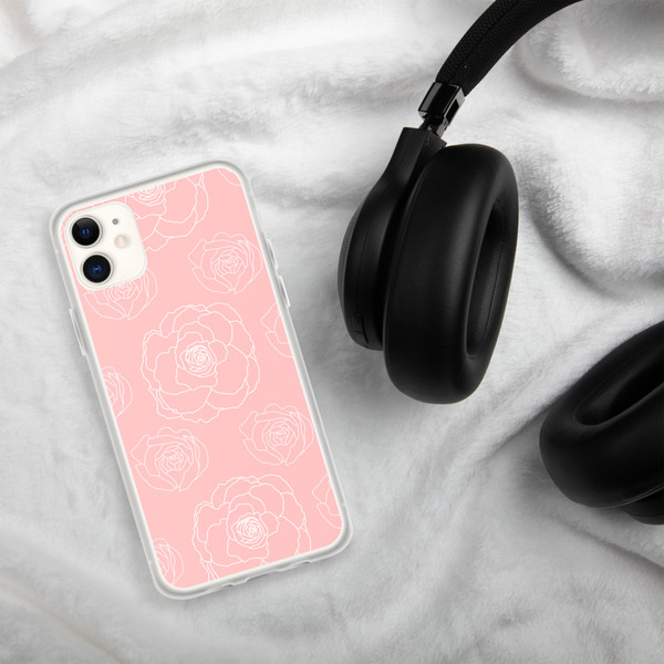 Pink Floral Outline Clear Case for iPhone®