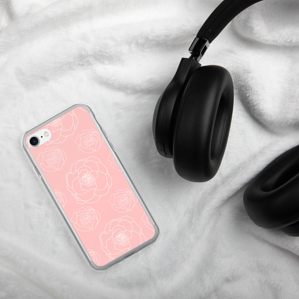 Pink Floral Outline Clear Case for iPhone®