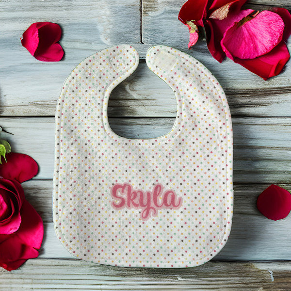 Personalized Mini Polka Dots Baby Bib