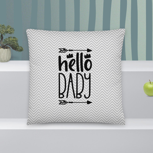 Hello Baby Chevron Pillow