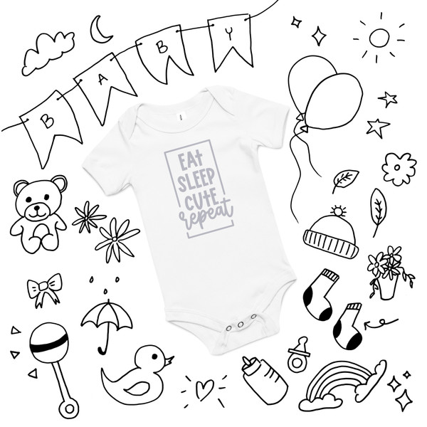 Eat Sleep Cute Repeat Baby Onesie 