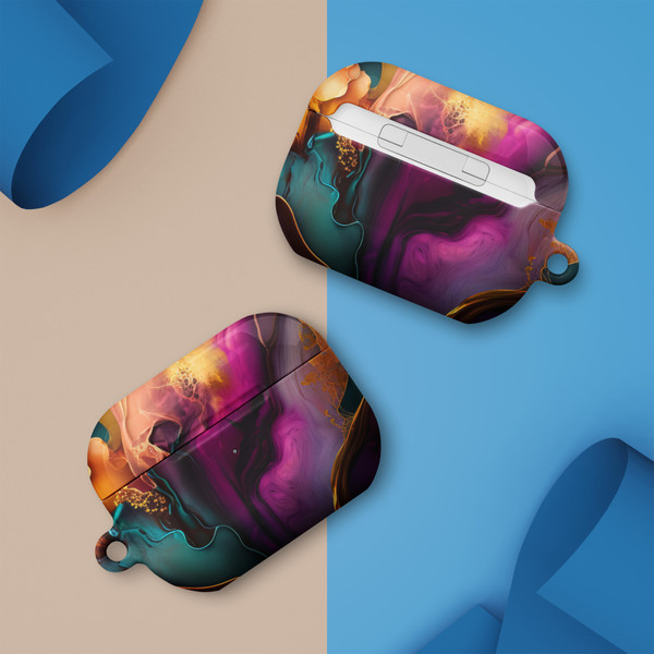 Elegant Purple and Gold Abstract Case for AirPods®