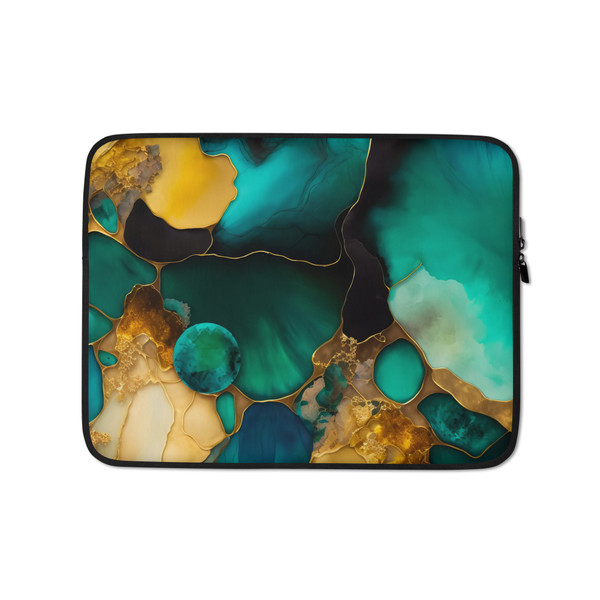 Emerald Abstract Paint Laptop Sleeve