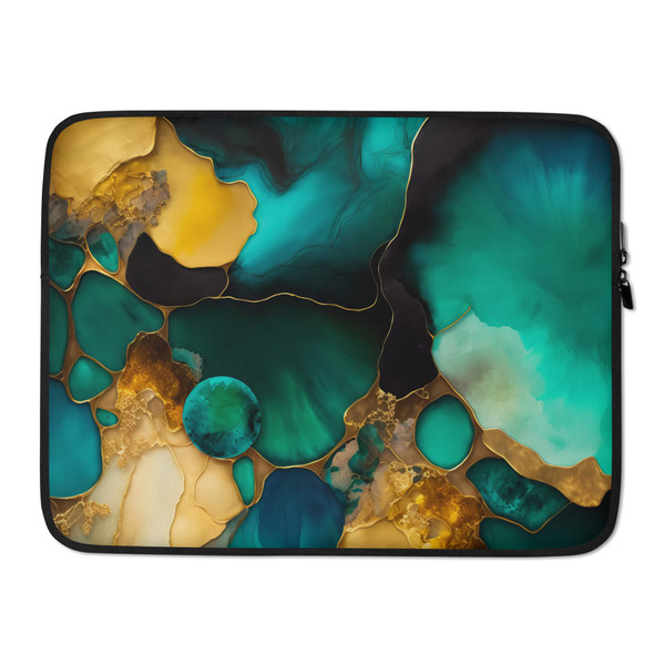 Emerald Abstract Paint Laptop Sleeve