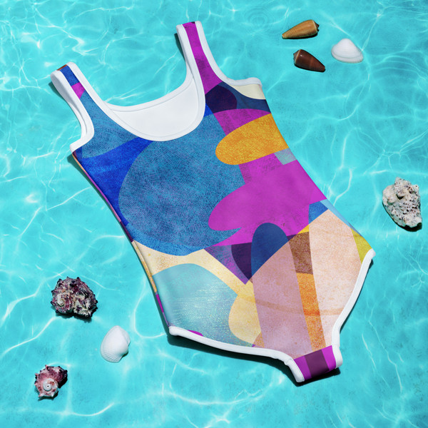 Pink Abstract Kids Swimsuit
