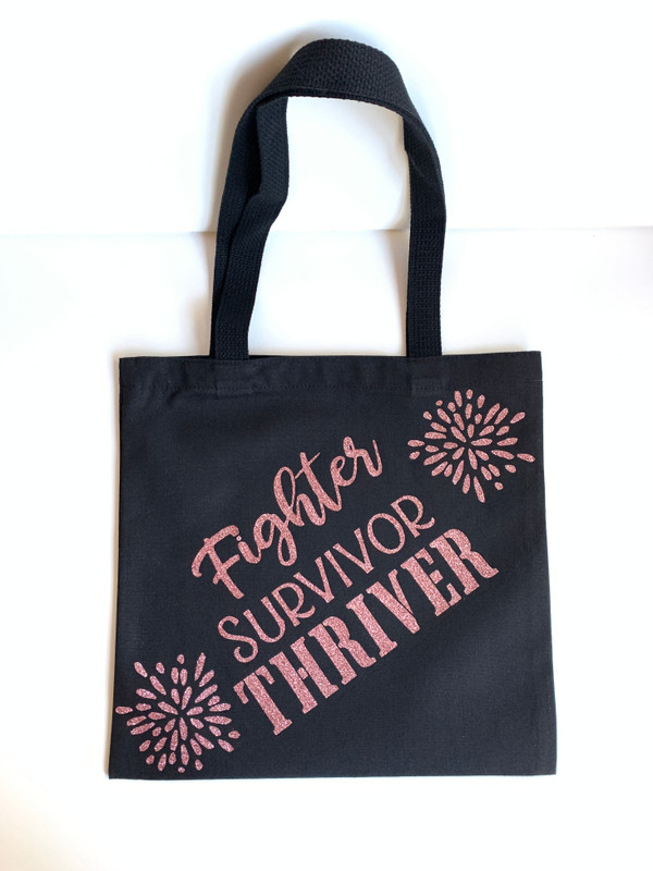 FIghter Survivor  Thriver Black Canvas Tote Bag