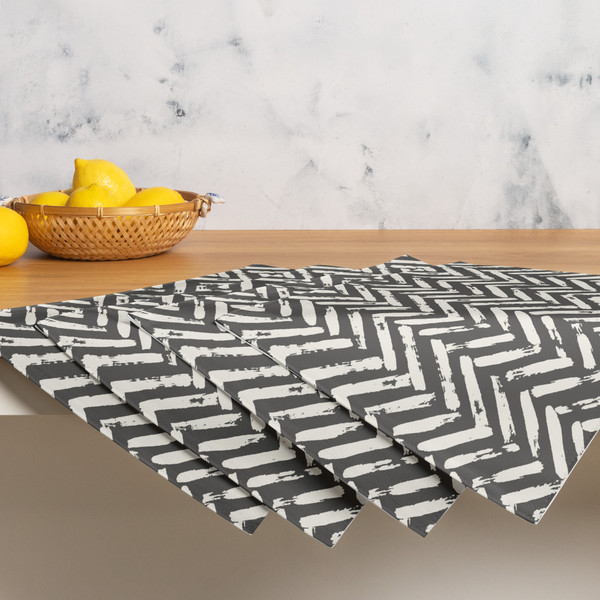 Rustic Charcoal Herringbone Placemat Set