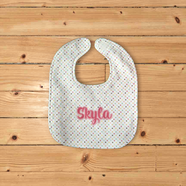 Personalized Mini Polka Dots Baby Bib