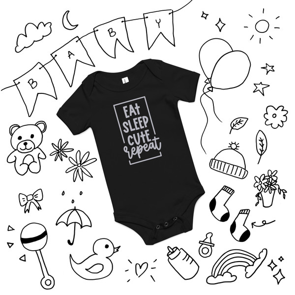 Eat Sleep Cute Repeat Baby Onesie 