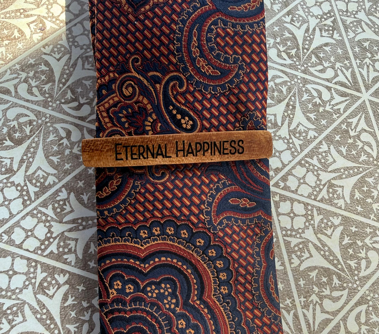 Eternal Happiness Mahogany Wood Tie Clip