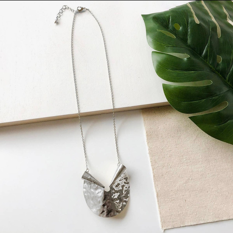  Sculptural Scroll Necklace - Silver
