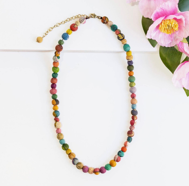 Kantha Pebbled Strand Necklace