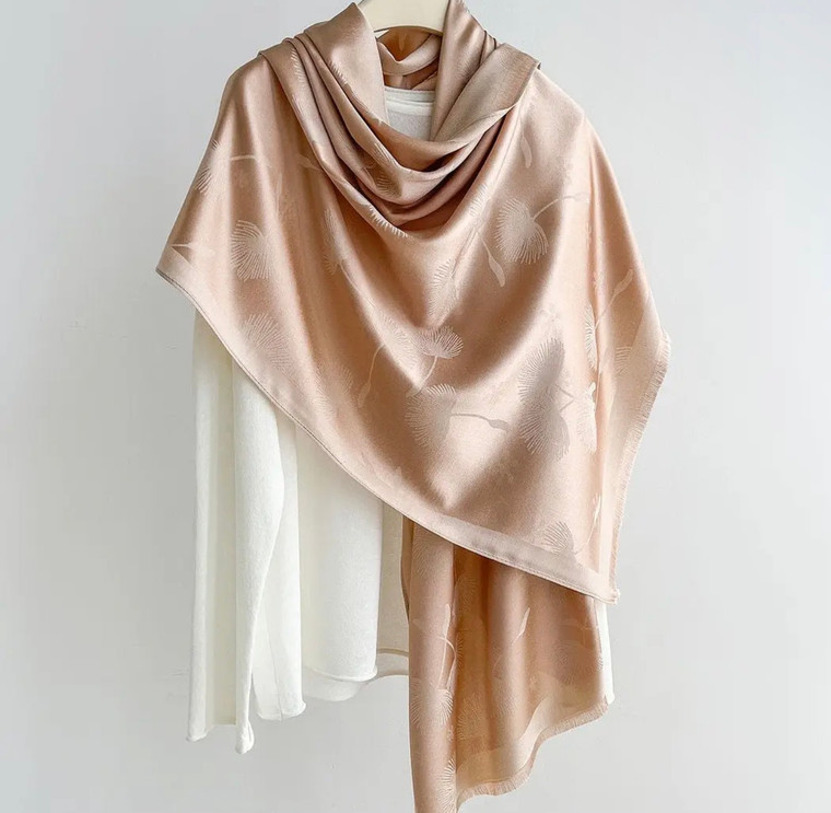 Scarvii - Elegant Dandelion Print Summer Wrap Scarf Pink