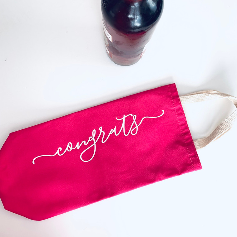 Elegant  Congrats Pink  Wine Tote