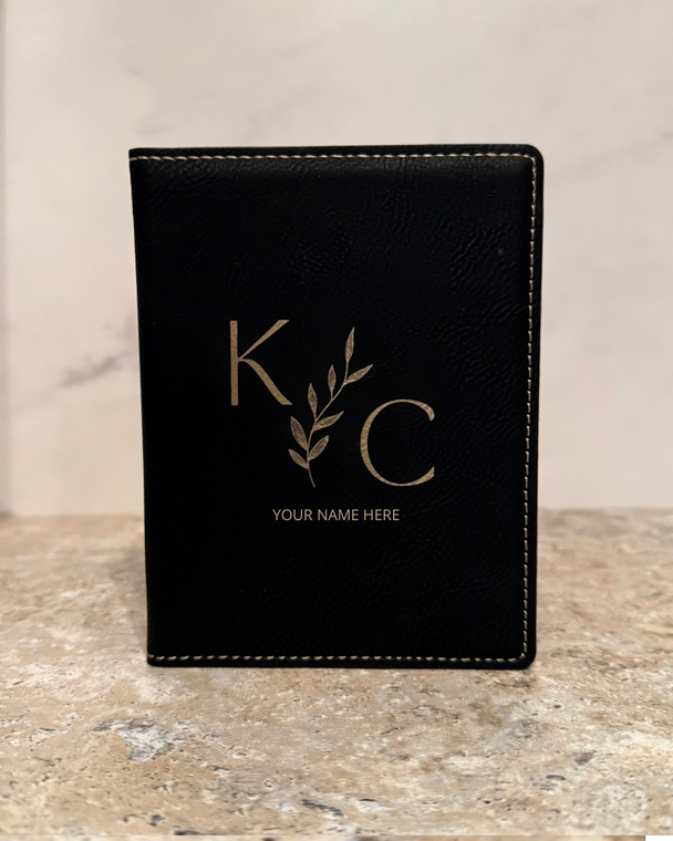 Leaf Monogram Leatherette Passport Holder
