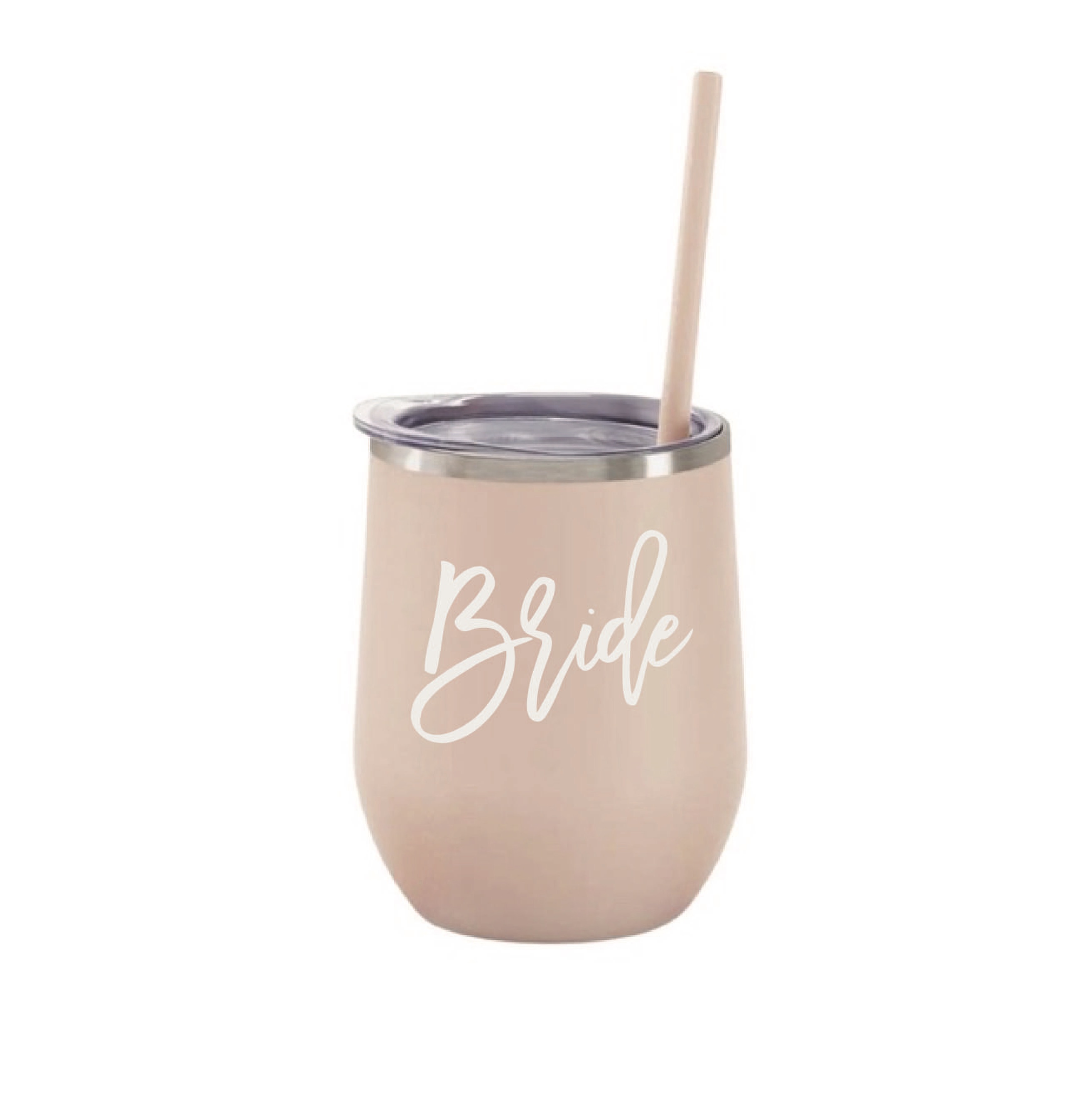 Blush 14oz. Plastic Wine Tumbler Straw