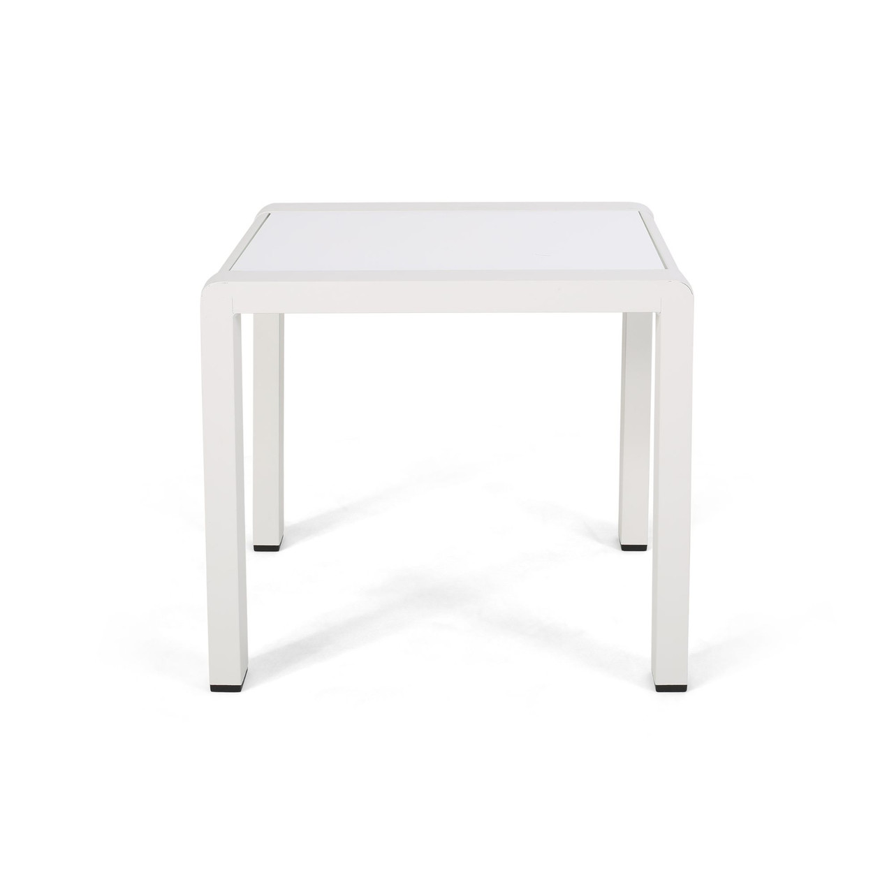 20" Matte White Contemporary Square Outdoor Patio Side Table | Christmas