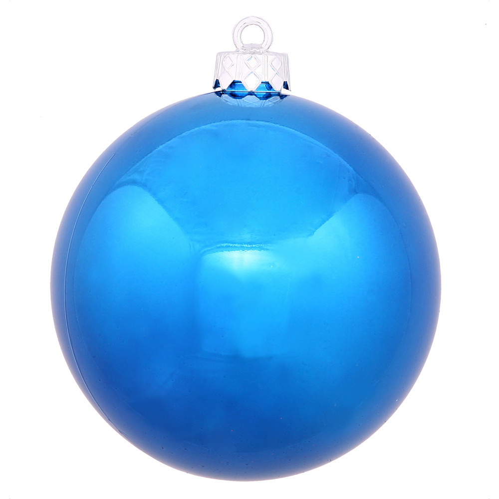 Shiny Blue Drilled Shatterproof Christmas Ball Ornament 2.75
