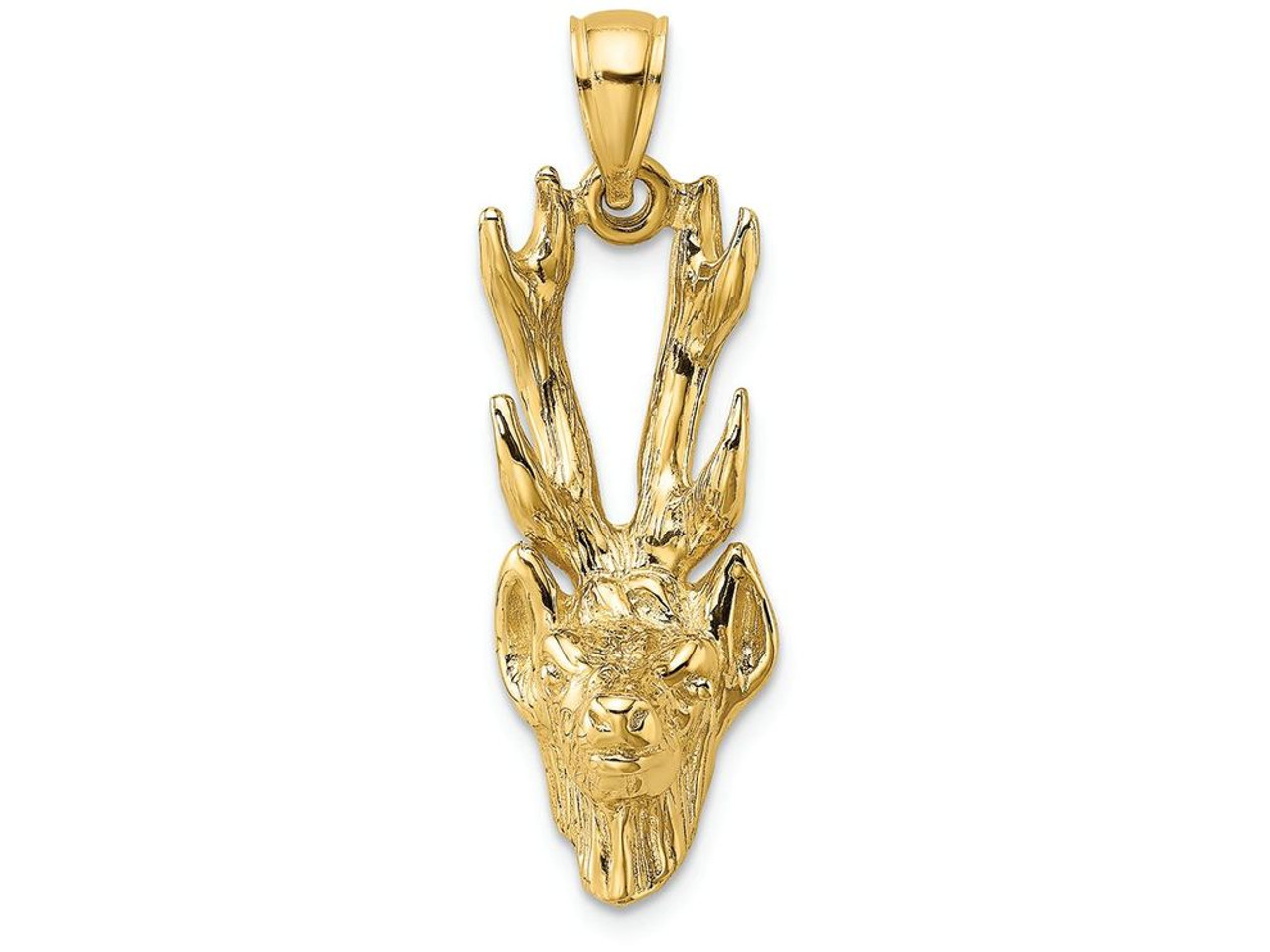 Finejewelers 14k Yellow Gold 3d Deer Head with 6 Point Antlers Charm