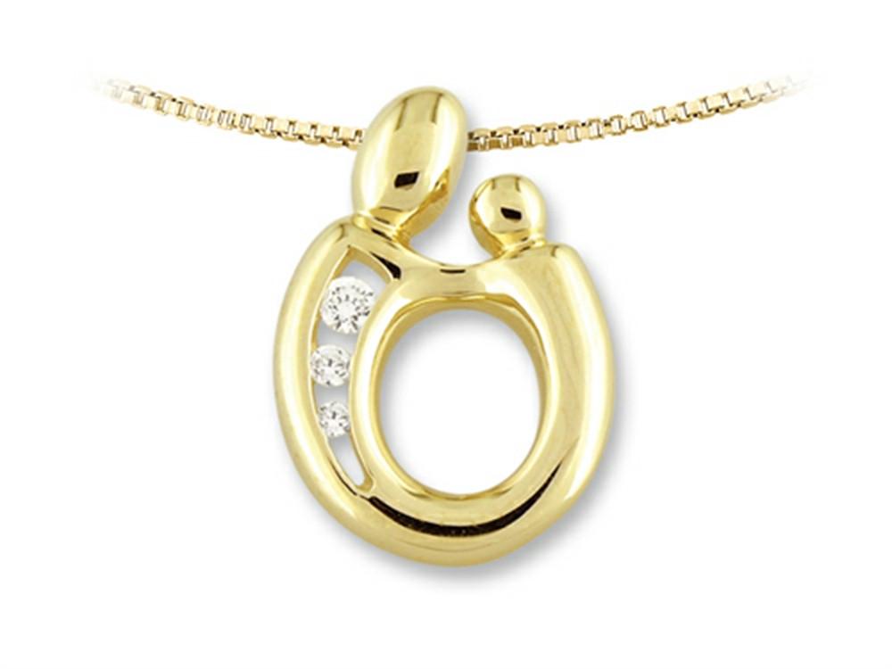 Large Mother and Child Pendant Necklace by Janel Russell in 14 kt