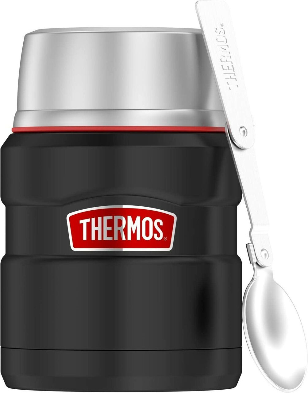 Thermos Stainless King 16 Ounce Food Jar with Folding Spoon Red