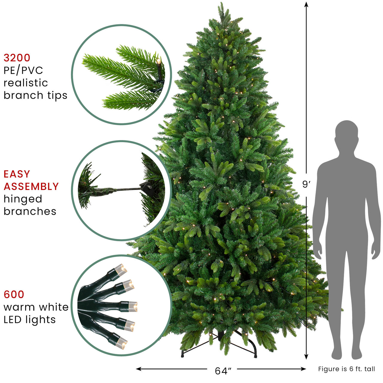 Real Touch™? Pre-Lit Full Gunnison Pine Artificial Christmas Tree - 9 ...
