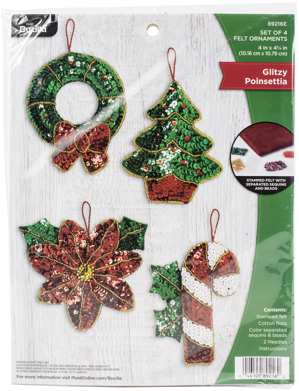 Bucilla Candy Cane Santa Felt Ornaments Kit, 6ct.