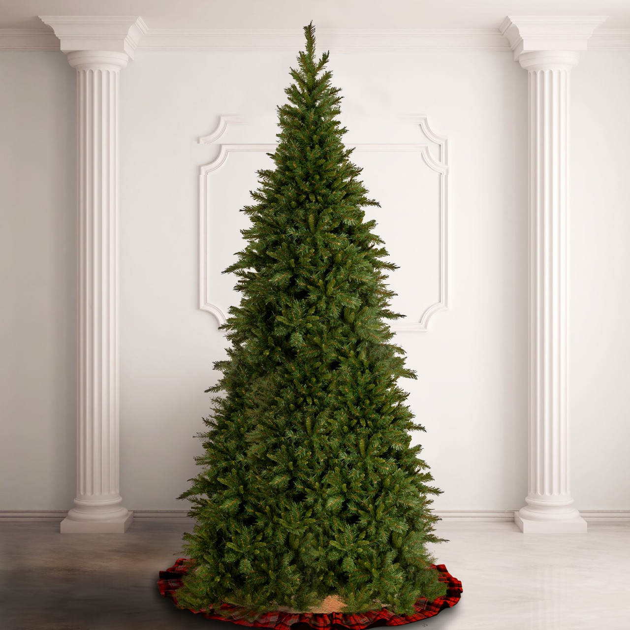 12' Slim Tiffany Fir Artificial Christmas Tree, Unlit Christmas