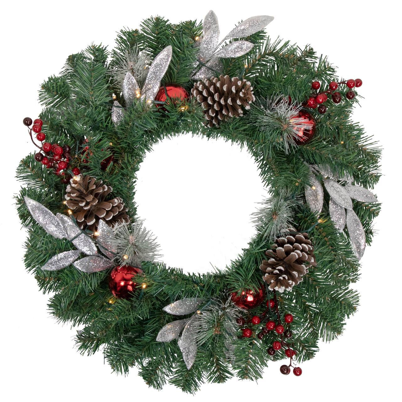 Northlight Frosted Pine Cones and Berries Artificial Christmas Wreath - 18-Inch, Unlit, Brown