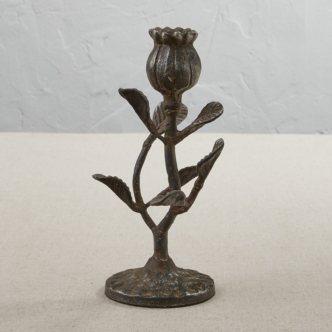 Split P Cast Iron Flower Short Candle Holder