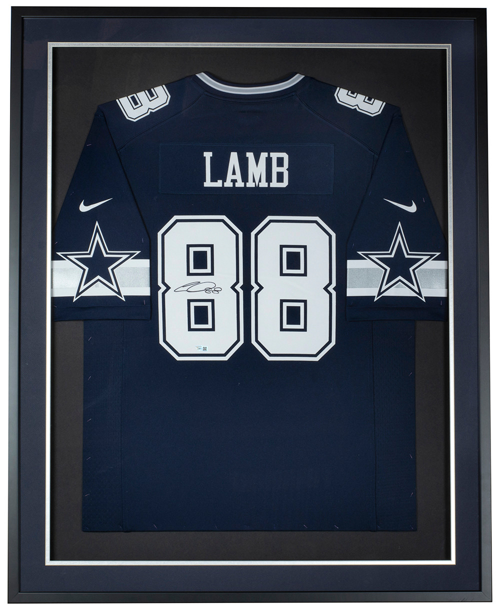 CeeDee Lamb Signed Framed 36x42 Cowboys Navy Blue Nike Football